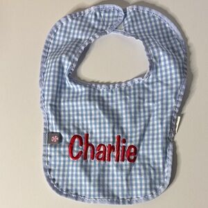 Blue Gingham Baby Bib